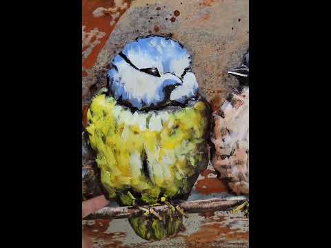 Canary Birds Wall Mount Oil Painting on Metal Canvas