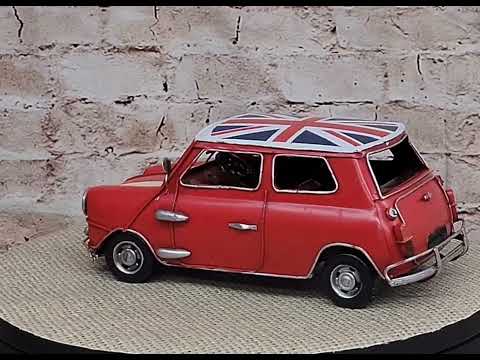 1960 Red Mini Cooper with British Flag on Roof