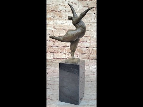 Abstract Curvy Nude Female Figure Dancer on Marble Base by Milo