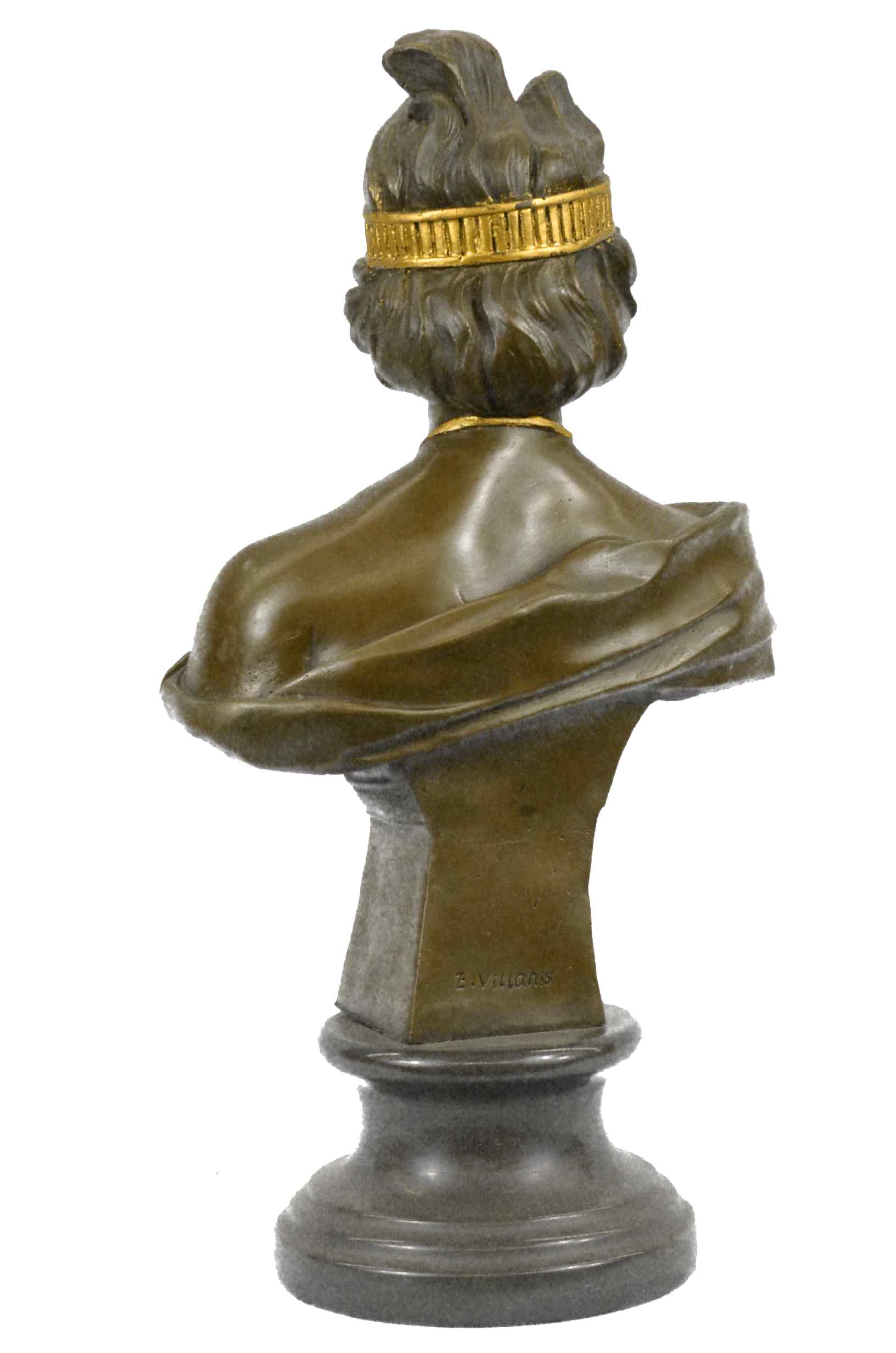 Art Nouveau Gold Patina Two Tone Woman Bronze Sculpture