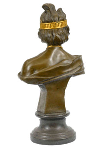 Art Nouveau Gold Patina Two Tone Woman Bronze Sculpture