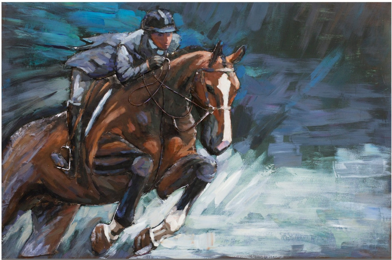 Equestrian Jockey Horse Racing Wall Art 3D Mixed Media
