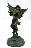 Fairy Angel Girl Clutching Heart Bronze Sculpture Love Valentine