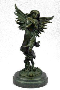 Fairy Angel Girl Clutching Heart Bronze Sculpture Love Valentine