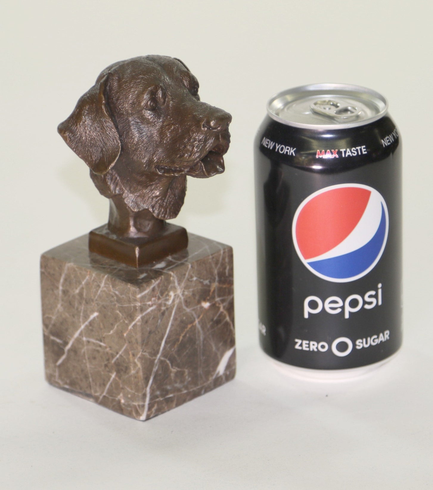 Labrador Retriever Head Bust Bronze Sculpture Marble Base Book End