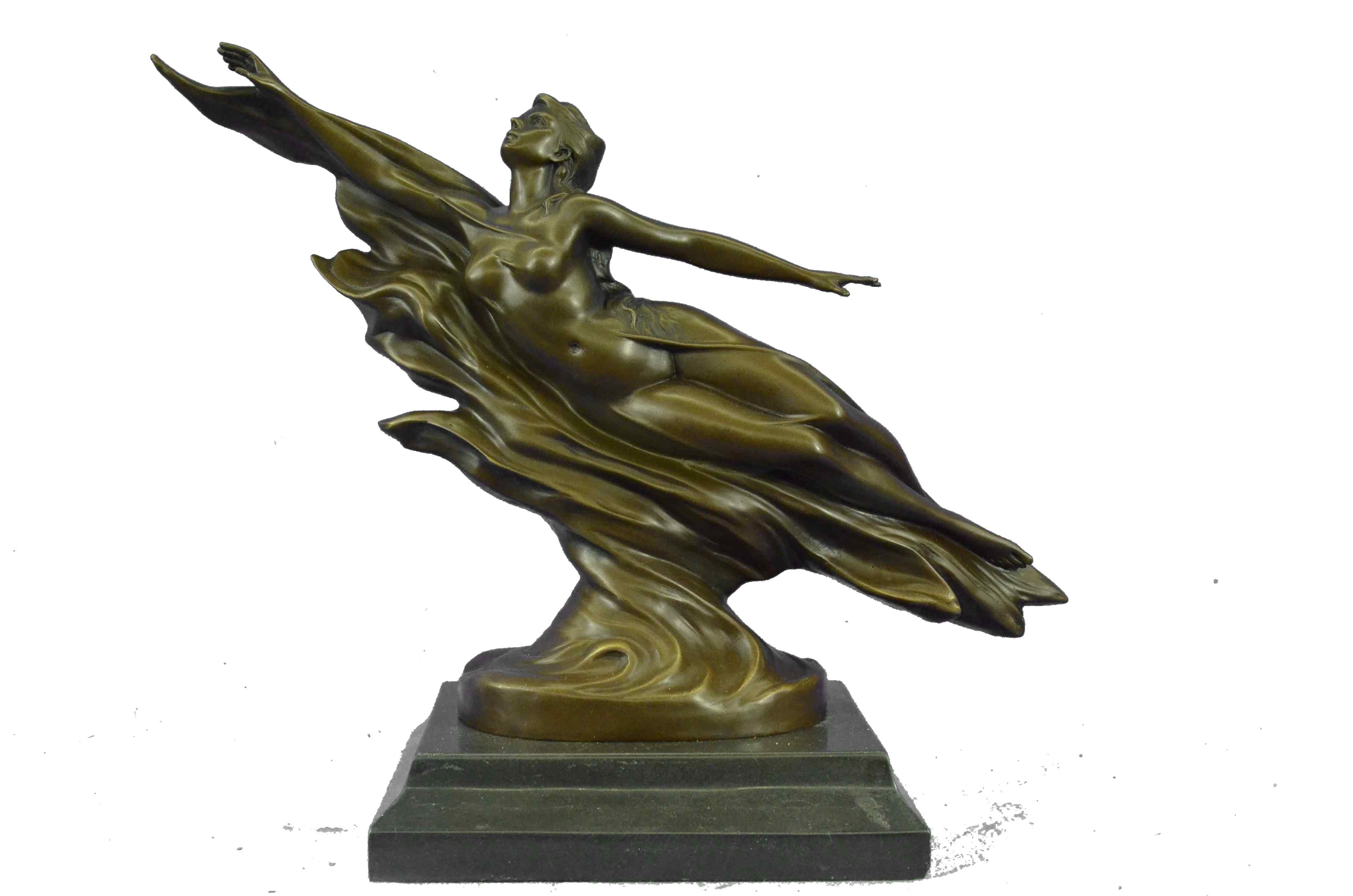 CHARLES LOUCHET WAVE EROTIC NYMPH BRONZE SCULPTURE ART DECO FIGURINE FIGURE SALE