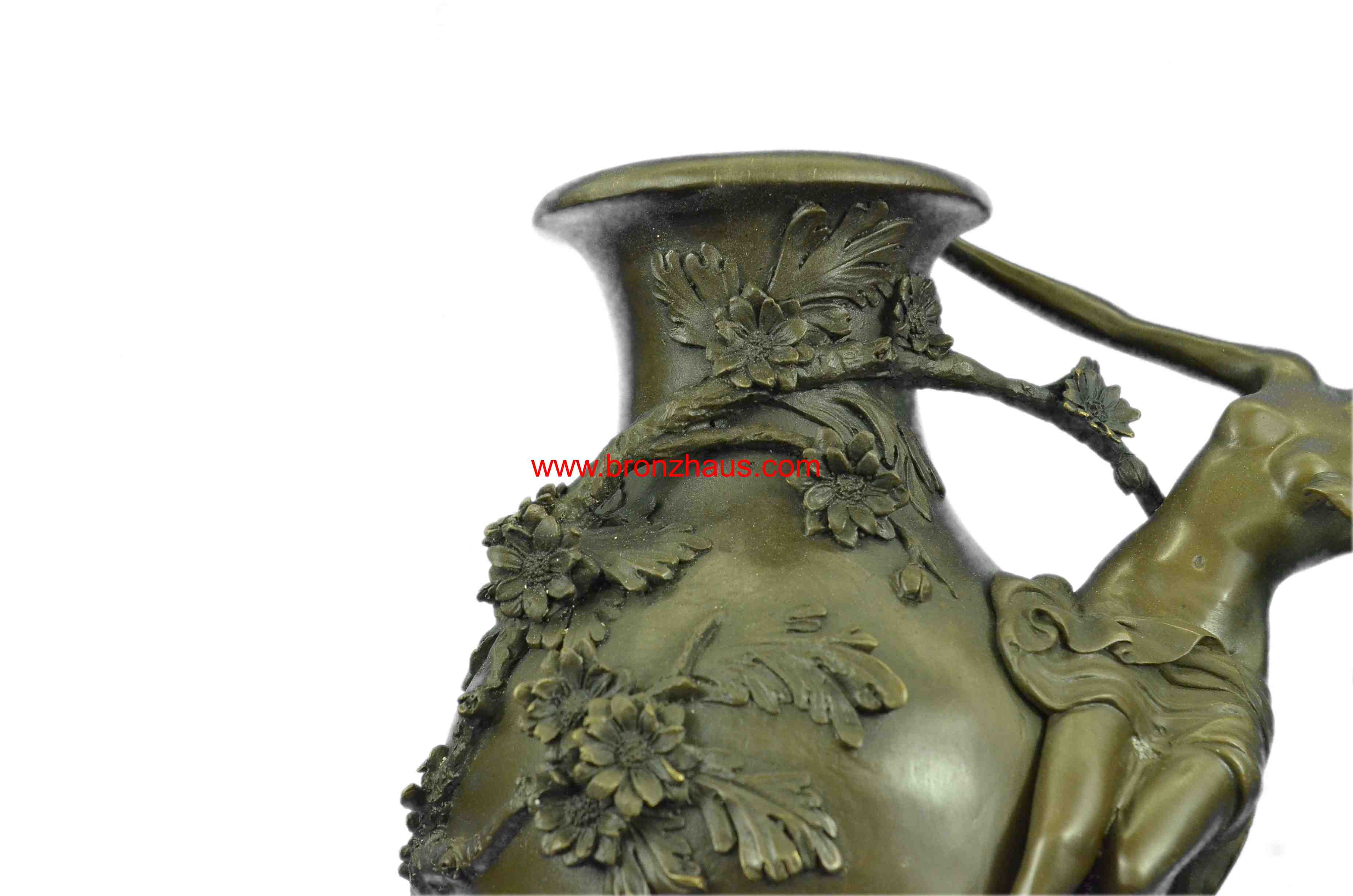 Signed Moreau Nude Girl Floral Vase Bronze Hot Cast