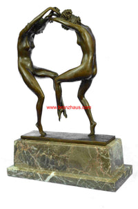 Art Deco Twine Dancer Hot Cast Bronze Sculpture Marble Base
