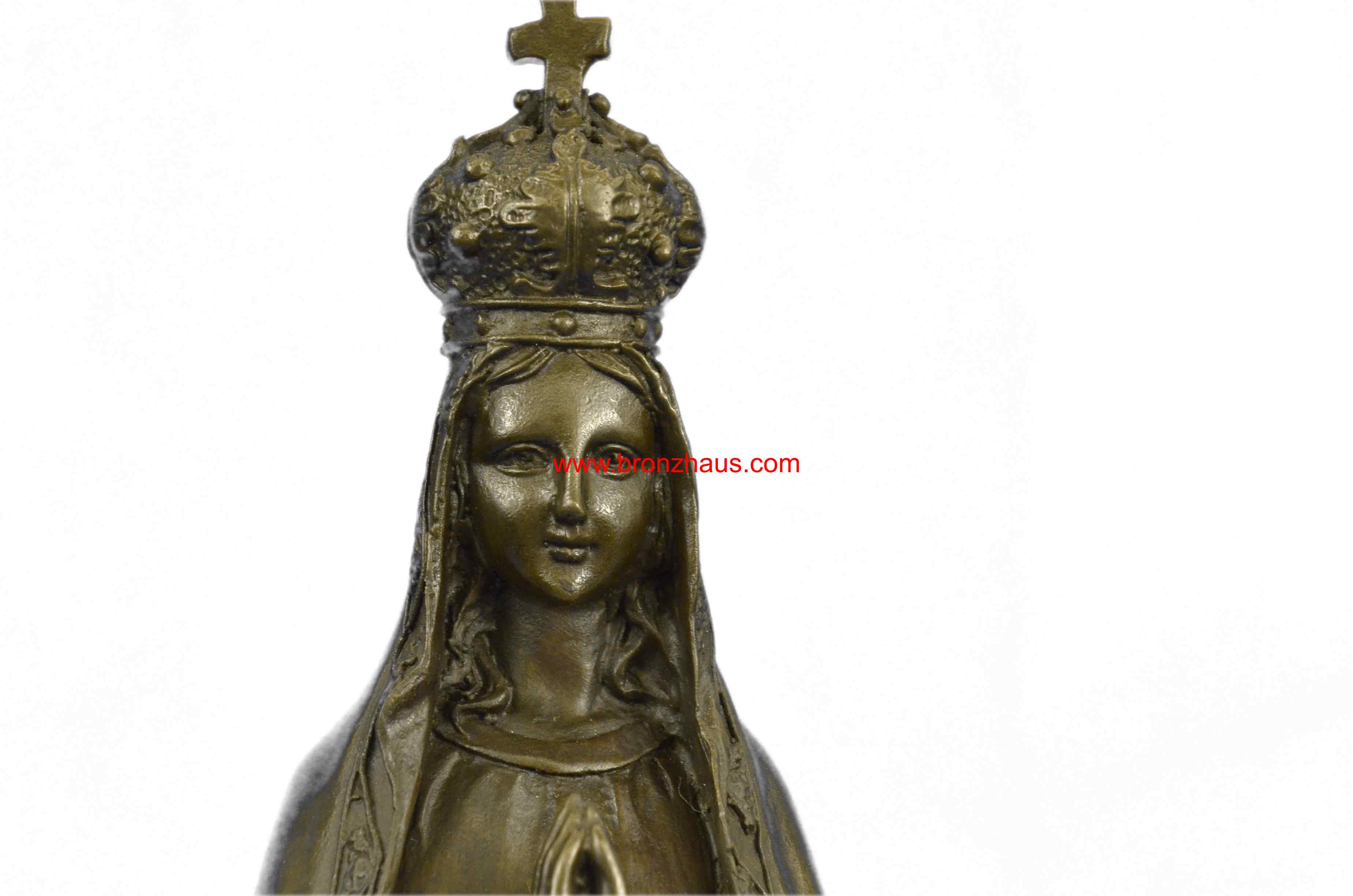 Bronze Art Metal Sculpture Crowned Virgin Mary Bird NR