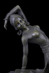 Show Girl Dancer Bronze Sculpture Marble Base Lost Wax
