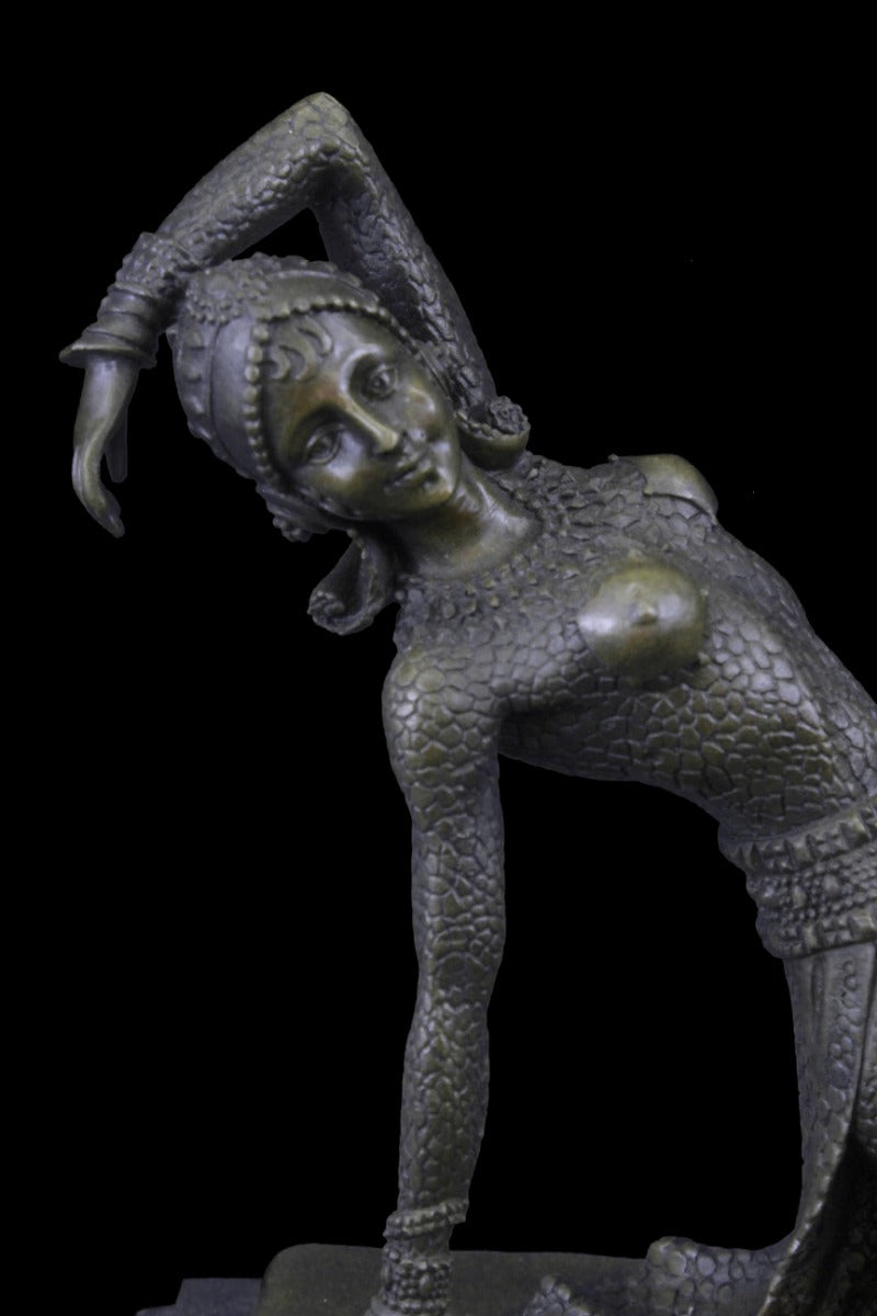 Show Girl Dancer Bronze Sculpture Marble Base Lost Wax
