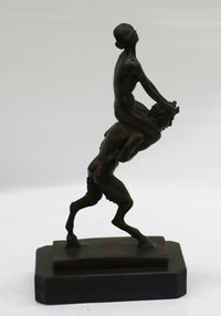 Bergman Piggy Rider Satyr and Nude Woman Bronze Sculpture Figure
