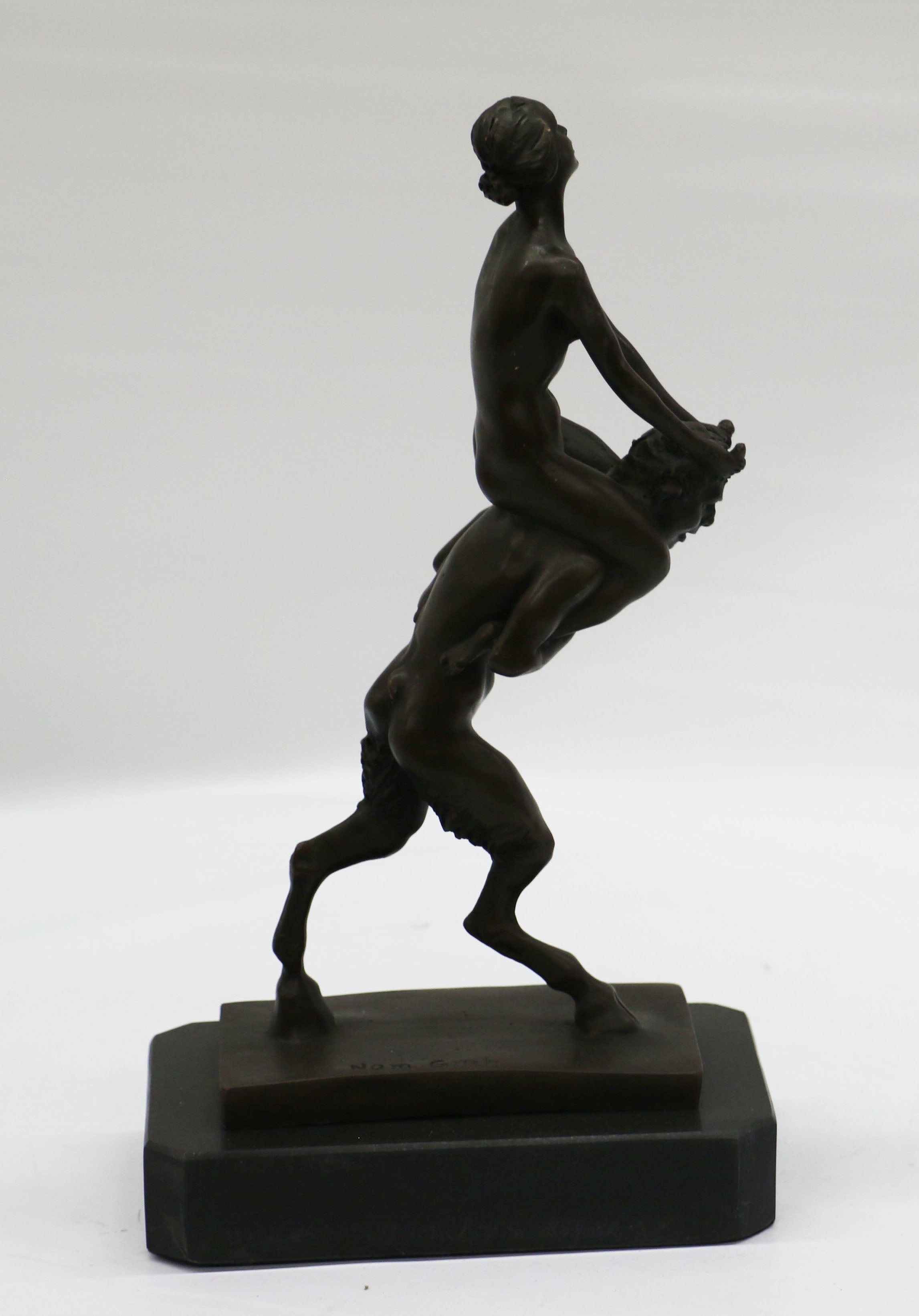Bergman Piggy Rider Satyr and Nude Woman Bronze Sculpture Figure