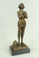 Signed Leonard Joan of Arc Bronze Marble Sculpture