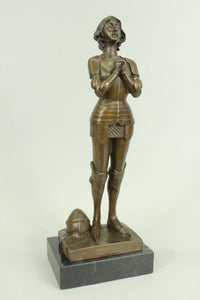 Signed Leonard Joan of Arc Bronze Marble Sculpture