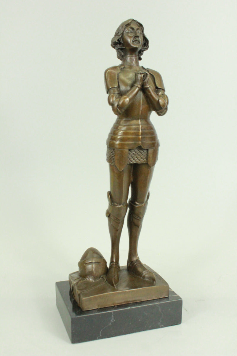 Signed Leonard Joan of Arc Bronze Marble Sculpture