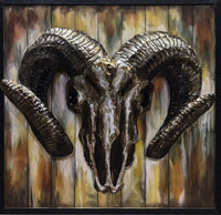 Ram Head 3-D Painting Canvas Classic Artwork Metal Sculpture