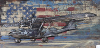 USA Air Force WW2 Era Fighter Plane Mixed Media 3D Wall Art