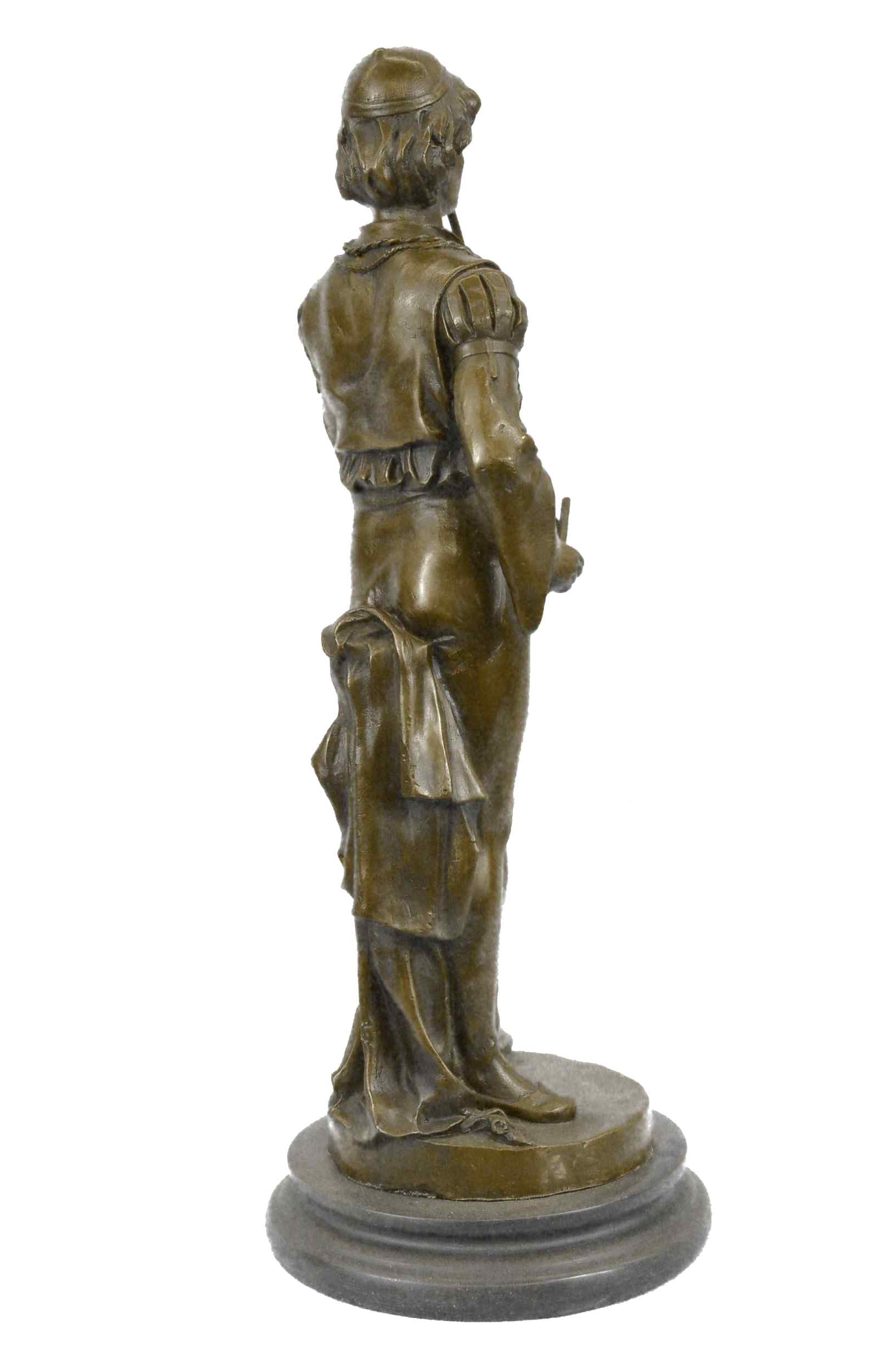 French Civil War Drummer Bronze Sculpture Marble Base