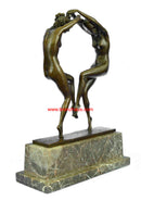 Art Deco Twine Dancer Hot Cast Bronze Sculpture Marble Base