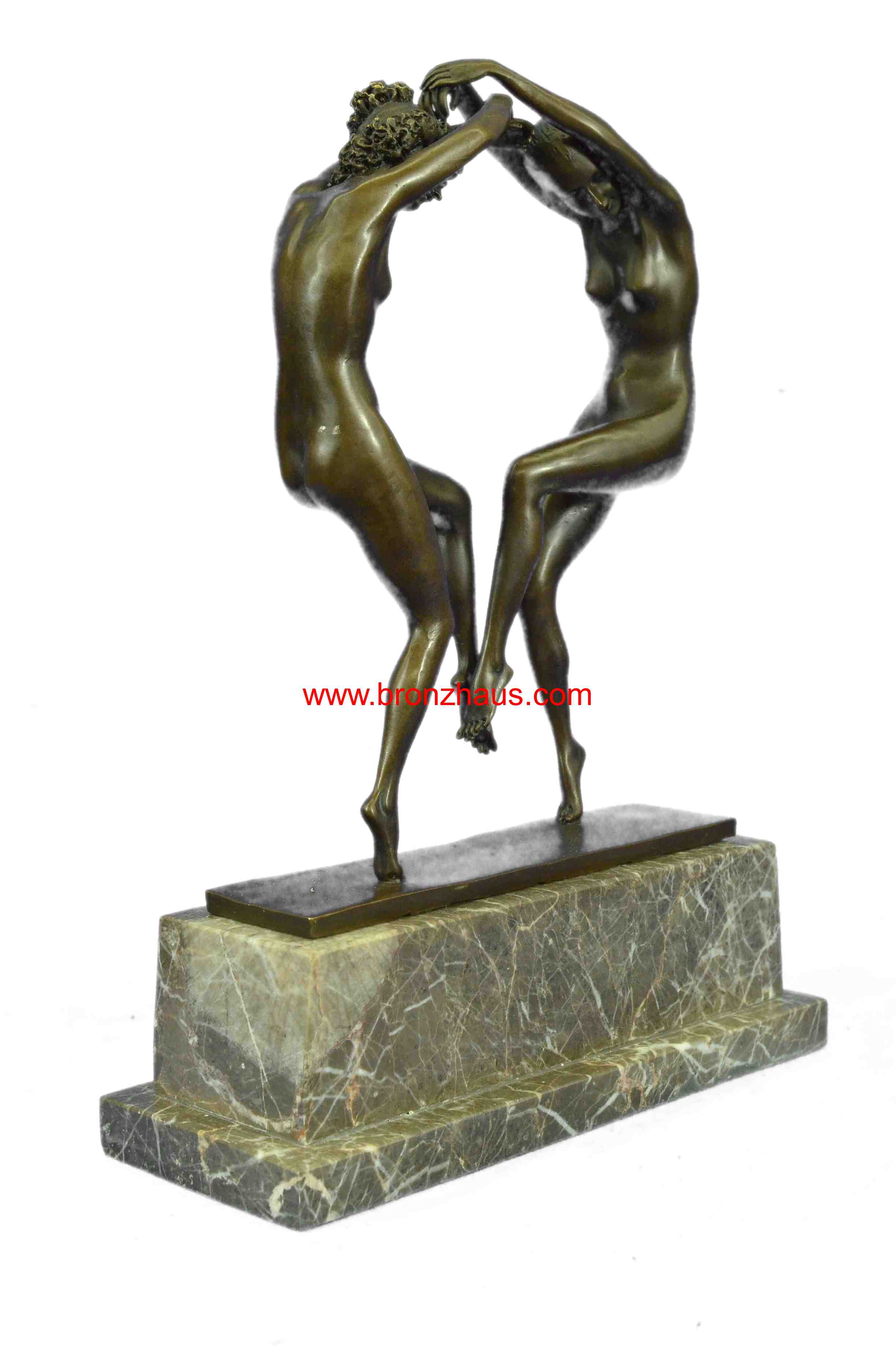 Art Deco Twine Dancer Hot Cast Bronze Sculpture Marble Base