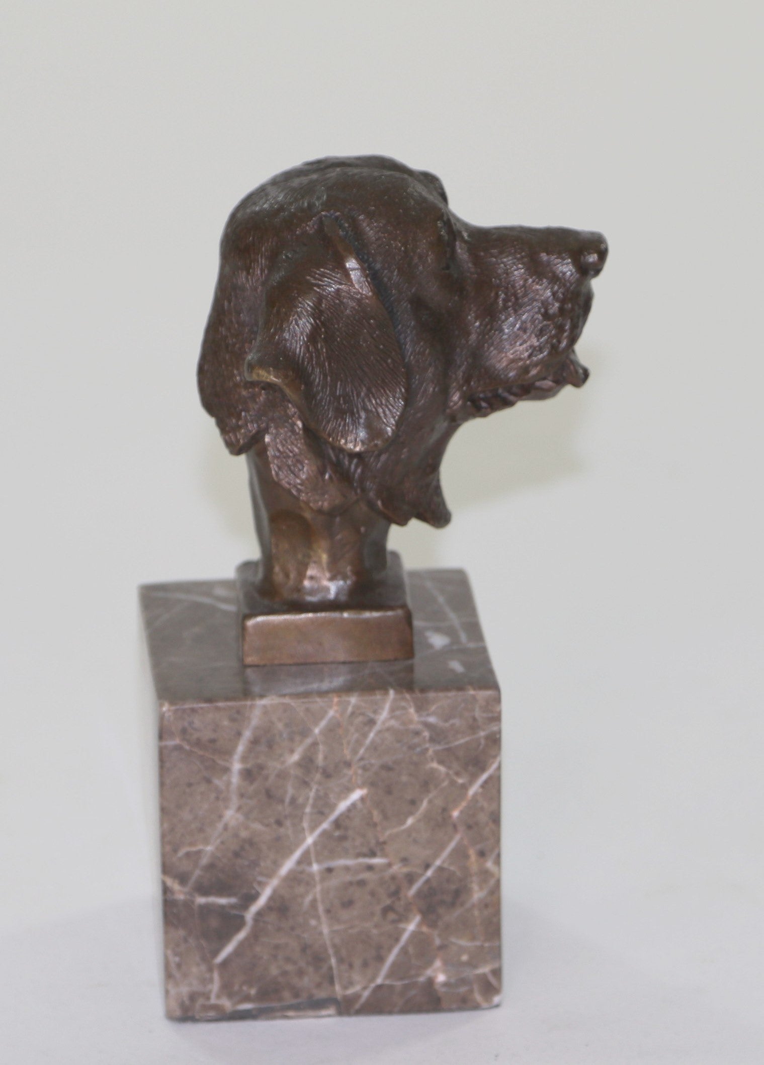 Labrador Retriever Head Bust Bronze Sculpture Marble Base Book End