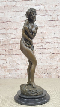 Rare Aldo Vitaleh Special Nude Female Covering Her Body Bronze Sculpture Statue
