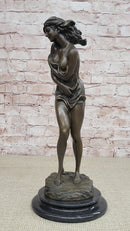 Rare Aldo Vitaleh Special Nude Female Covering Her Body Bronze Sculpture Statue