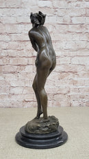 Rare Aldo Vitaleh Special Nude Female Covering Her Body Bronze Sculpture Statue