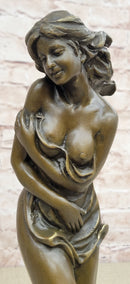 Rare Aldo Vitaleh Special Nude Female Covering Her Body Bronze Sculpture Statue