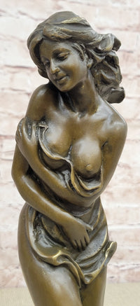 Rare Aldo Vitaleh Special Nude Female Covering Her Body Bronze Sculpture Statue