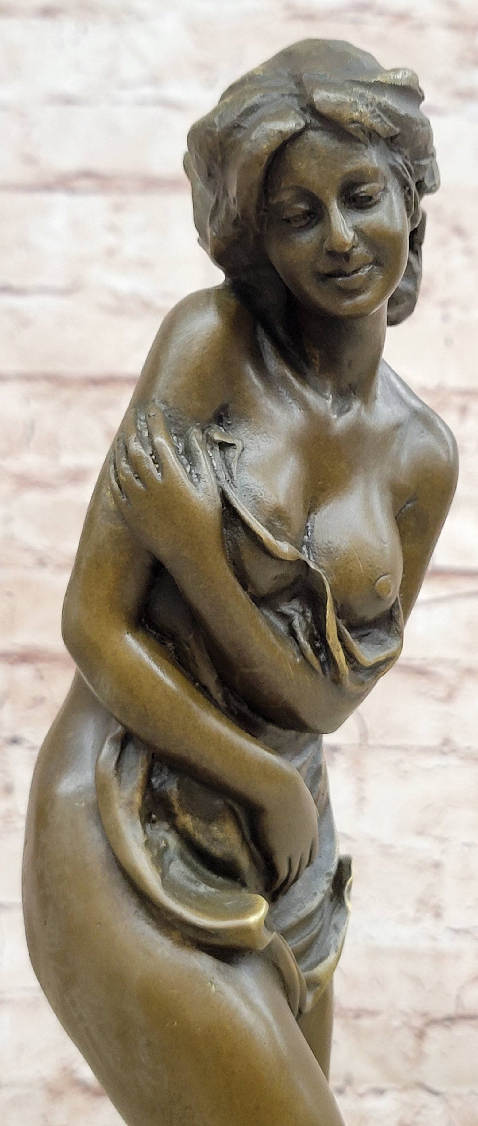 Rare Aldo Vitaleh Special Nude Female Covering Her Body Bronze Sculpture Statue
