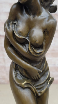 Rare Aldo Vitaleh Special Nude Female Covering Her Body Bronze Sculpture Statue