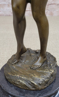 Rare Aldo Vitaleh Special Nude Female Covering Her Body Bronze Sculpture Statue