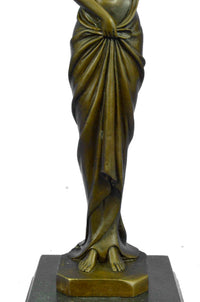 Art Deco Nude Female Signed Long Bronze Sculpture Figure