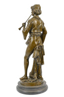 French Civil War Drummer Bronze Sculpture Marble Base