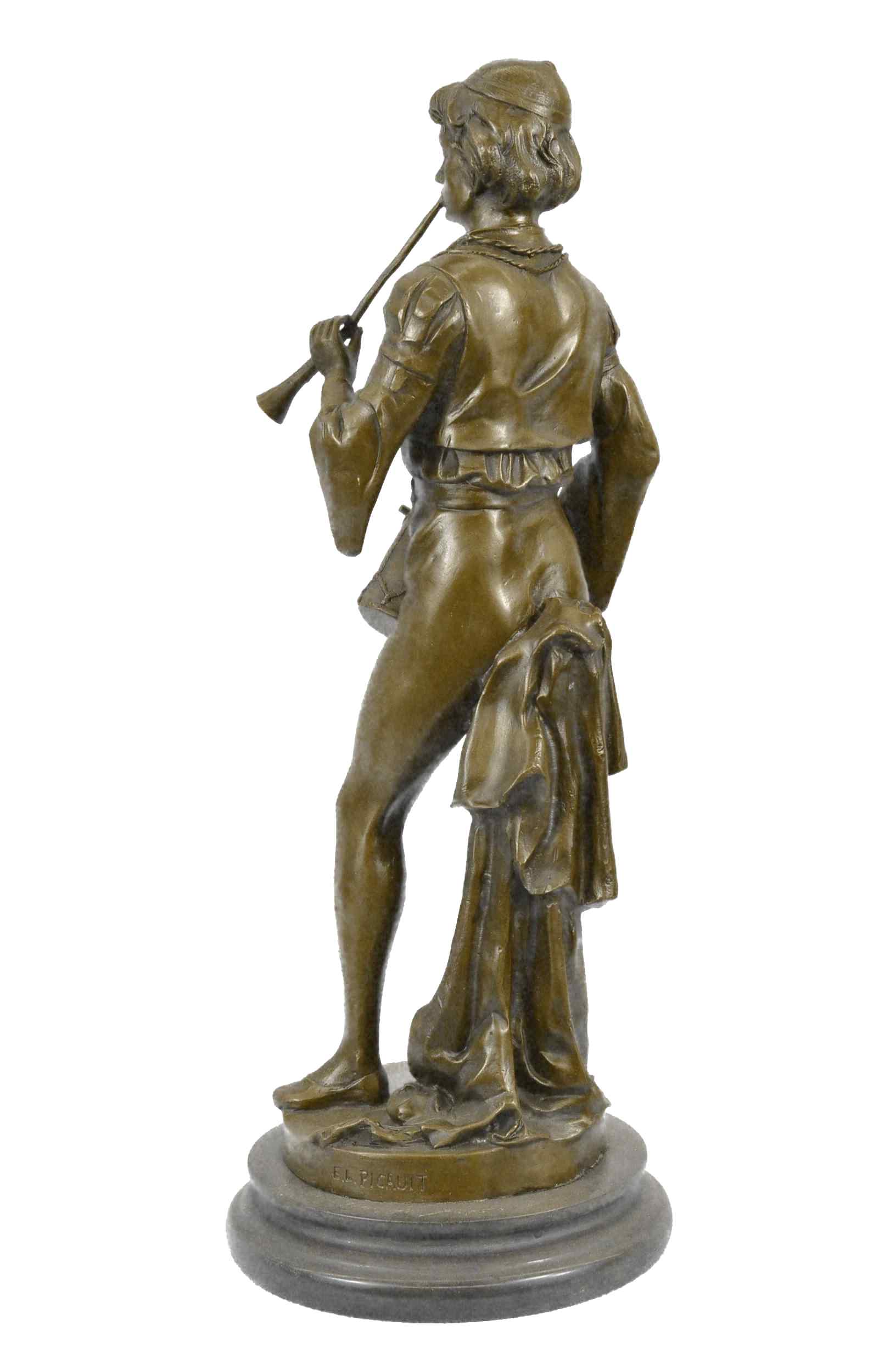 French Civil War Drummer Bronze Sculpture Marble Base