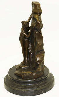 Sexy Goddess Behind a Wall Bronze Sculpture Marble Base Figure