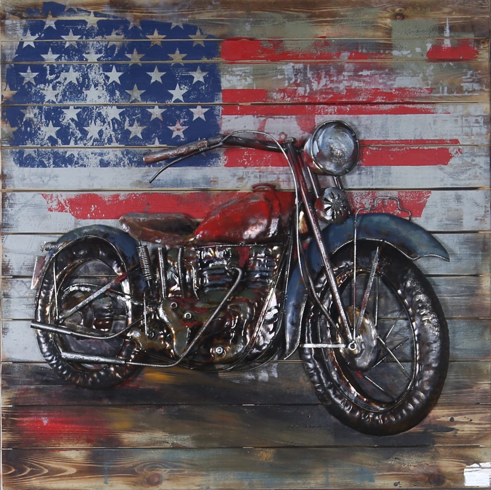 Harley Davidson American Flag 3D Wall Painting
