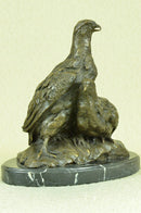 Signed Original 100% Real Bronze Two Baby Eagles Sculpture