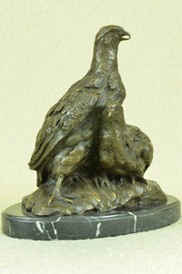 Signed Original 100% Real Bronze Two Baby Eagles Sculpture
