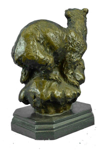 Polar Bear Bronze Sculpture Marble Lost Wax Method
