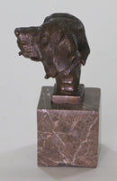 Labrador Retriever Head Bust Bronze Sculpture Marble Base Book End