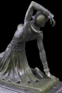 Show Girl Dancer Bronze Sculpture Marble Base Lost Wax