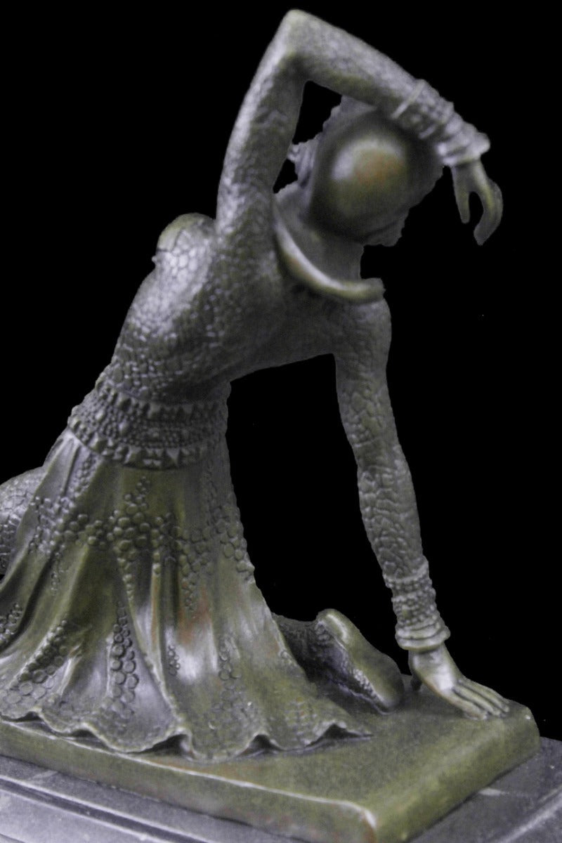 Show Girl Dancer Bronze Sculpture Marble Base Lost Wax