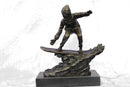 Real Bronze Marble Ski Snowboarder Winter Sport Sculpture