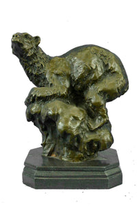 Polar Bear Bronze Sculpture Marble Lost Wax Method