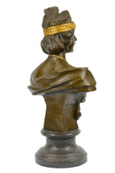 Art Nouveau Gold Patina Two Tone Woman Bronze Sculpture