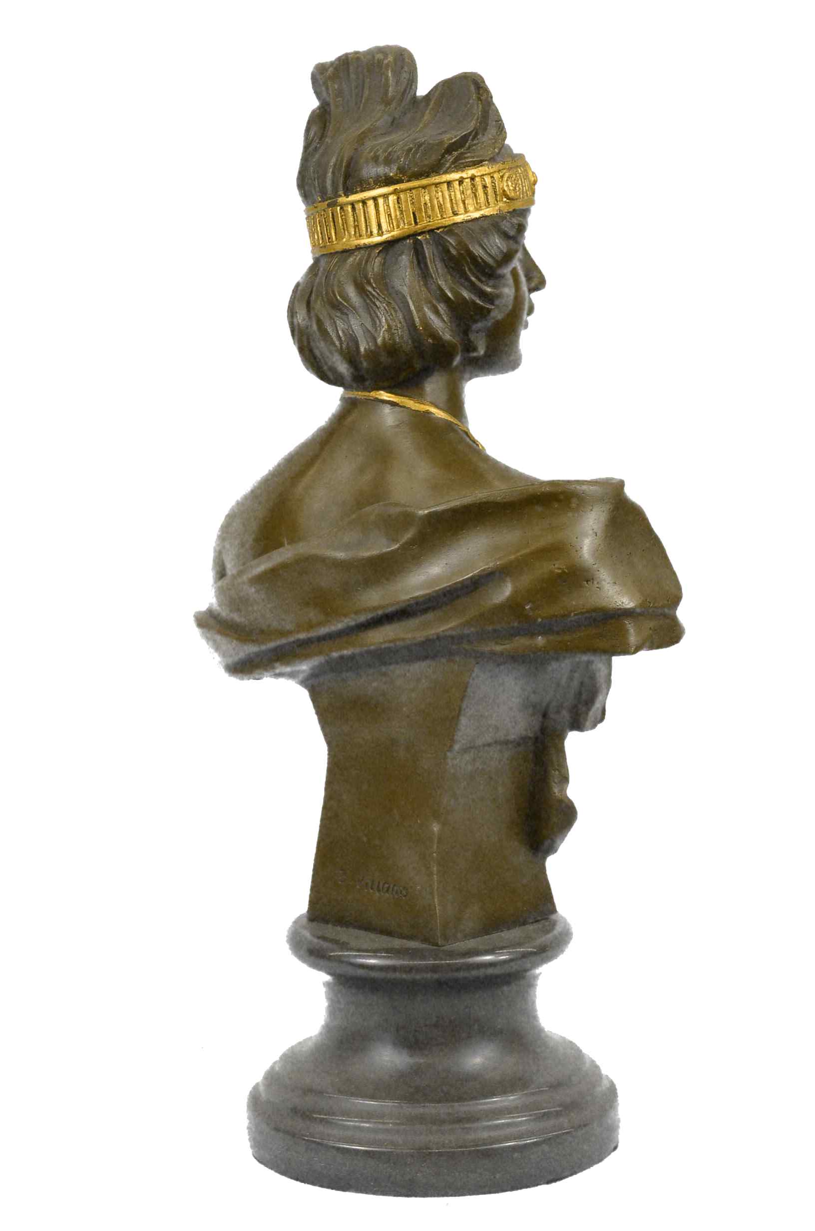 Art Nouveau Gold Patina Two Tone Woman Bronze Sculpture