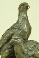 Signed Original 100% Real Bronze Two Baby Eagles Sculpture